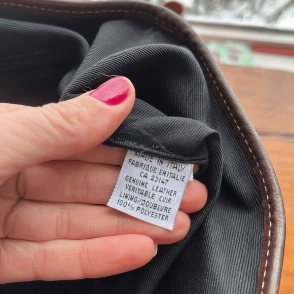 Talbots Made in Italy Black Pebbled Leather Tote Bag w/ Pouch - Picture 9 of 10